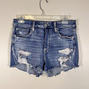 AE Women's Y2K Style Next Level Stretch Jean Short Shorts Torn Alt Girl Boho 8